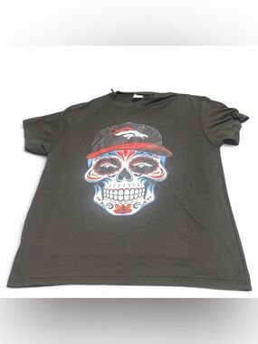 Black Denver Broncos sugar skull tee #skull size XL